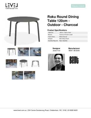Tear Sheet: Roku Round Dining Table 120cm - Outdoor - Charcoal