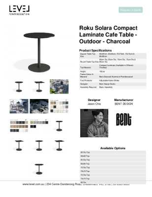 Tear Sheet: Roku Solara Compact Laminate Cafe Table - Outdoor - Charcoal