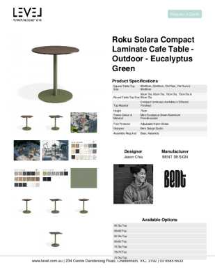 Tear Sheet: Roku Solara Compact Laminate Cafe Table - Outdoor - Eucalyptus Green