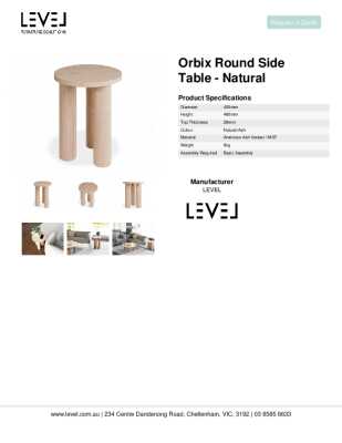Tear Sheet: Orbix Round Side Table - Natural