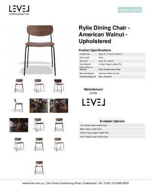 Tear Sheet: Rylie Dining Chair - American Walnut - Upholstered