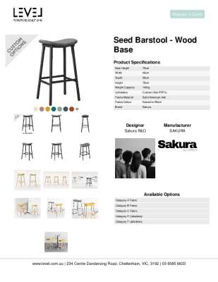 Tear Sheet: Seed Barstool - Wood Base
