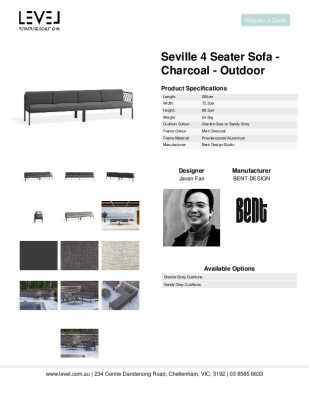 Tear Sheet: Seville 4 Seater Sofa - Charcoal - Outdoor