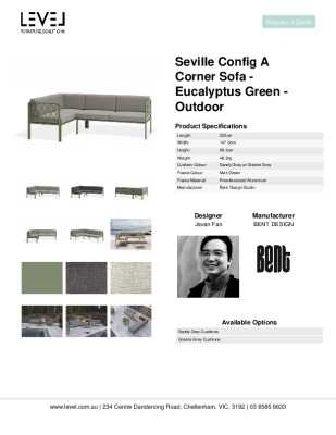 Tear Sheet: Seville Config A Corner Sofa - Eucalyptus Green - Outdoor
