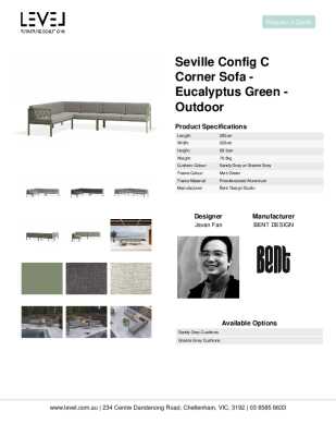 Tear Sheet: Seville Config C Corner Sofa - Eucalyptus Green - Outdoor