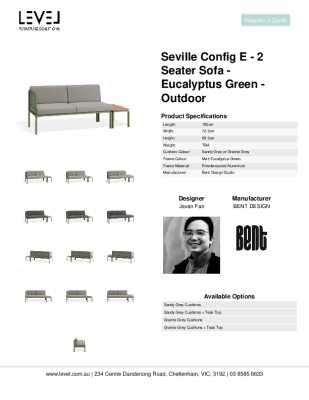 Tear Sheet: Seville Config E - 2 Seater Sofa - Eucalyptus Green - Outdoor
