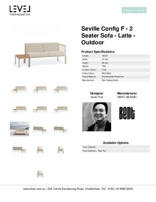 Tear Sheet: Seville Config F - 2 Seater Sofa - Latte - Outdoor
