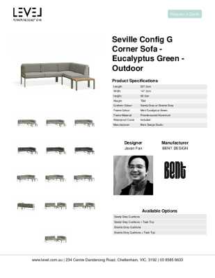 Tear Sheet: Seville Config G Corner Sofa - Eucalyptus Green - Outdoor