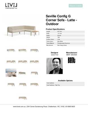 Tear Sheet: Seville Config G Corner Sofa - Latte - Outdoor
