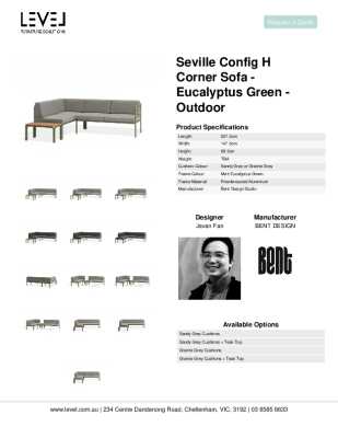 Tear Sheet: Seville Config H Corner Sofa - Eucalyptus Green - Outdoor