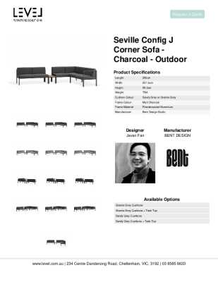 Tear Sheet: Seville Config J Corner Sofa - Charcoal - Outdoor