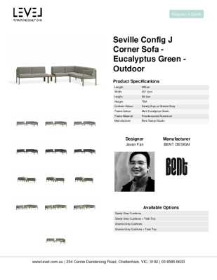 Tear Sheet: Seville Config J Corner Sofa - Eucalyptus Green - Outdoor