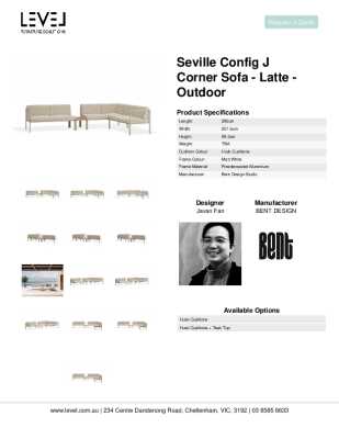 Tear Sheet: Seville Config J Corner Sofa - Latte - Outdoor