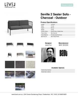 Tear Sheet: Seville 2 Seater Sofa - Charcoal - Outdoor 