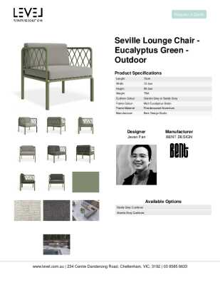 Tear Sheet: Seville Lounge Chair - Eucalyptus Green - Outdoor