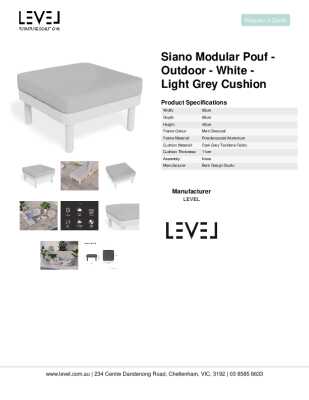 Tear Sheet: Siano Modular Pouf - Outdoor - White - Light Grey Cushion 