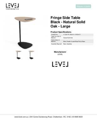 Tear Sheet: Fringe Side Table Black - Natural Solid Oak - Large
