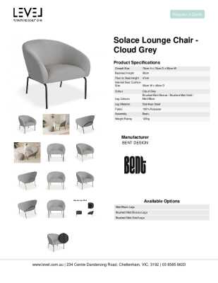 Tear Sheet: Solace Lounge Chair - Cloud Grey