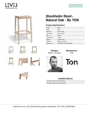Tear Sheet: Stockholm Stool - Natural Oak - by TON