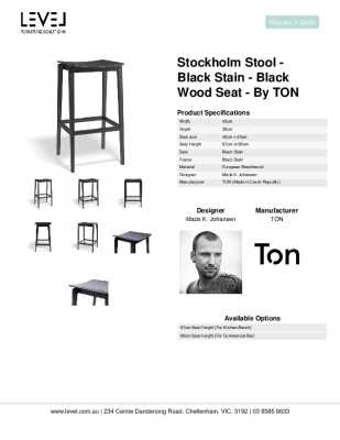 Tear Sheet: Stockholm Stool - Black Stain - Black Wood Seat - by TON