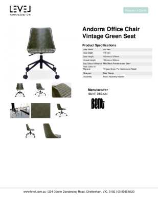 Tear Sheet: Andorra Office Chair Vintage Green Seat