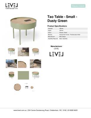 Tear Sheet: Tao Table - Small - Dusty Green
