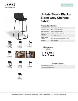 Tear Sheet: Umbria Stool - Black - Storm Grey Charcoal fabric