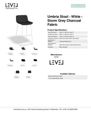 Tear Sheet: Umbria Stool - White - Storm Grey Charcoal Fabric 