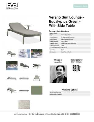 Tear Sheet: Verano Sun Lounge - Eucalyptus Green - with Side Table