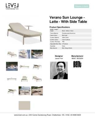 Tear Sheet: Verano Sun Lounge - Latte - with Side Table