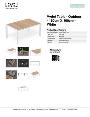 Tear Sheet: Vydel Table - Outdoor - 160cm x 100cm - White 