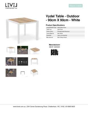 Tear Sheet: Vydel Table - Outdoor - 90cm x 90cm - White
