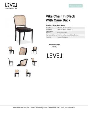 Tear Sheet: Vika Chair in Black with Cane Back