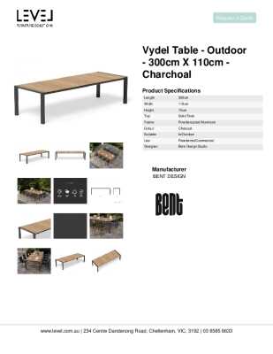 Tear Sheet: Vydel Table - Outdoor - 300cm x 110cm - Charchoal