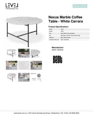Tear Sheet: Nexus Marble Coffee Table - White Carrara
