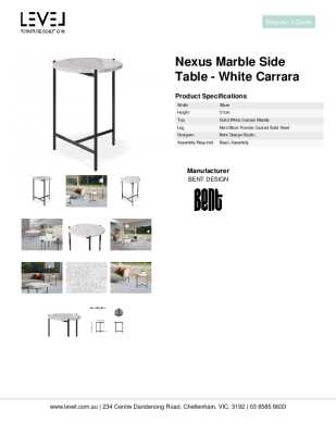 Tear Sheet: Nexus Marble Side Table - White Carrara 