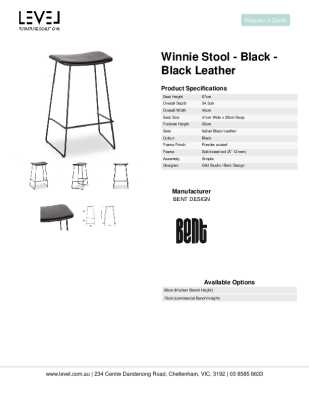 Tear Sheet: Winnie Stool - Black - Black Leather 