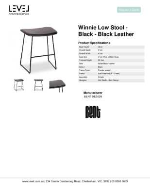 Tear Sheet: Winnie Low Stool - Black - Black Leather 