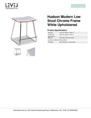 Tear Sheet: Hudson Modern Low Stool Chrome Frame White Upholstered