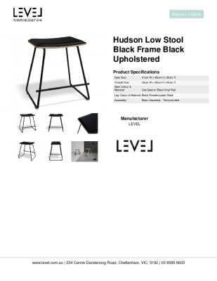 Tear Sheet: Hudson Low Stool Black Frame Black Upholstered