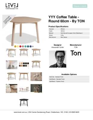 Tear Sheet: YYY Coffee Table - Round 60cm - by TON