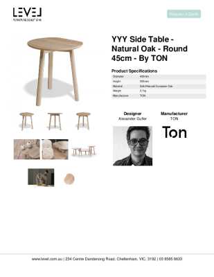 Tear Sheet: YYY Side Table - Natural Oak - Round 45cm - by TON