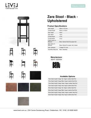 Tear Sheet: Zara Stool - Black - Upholstered