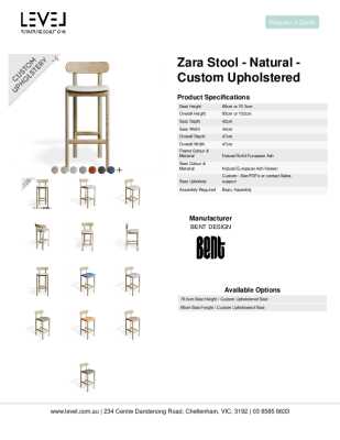 Tear Sheet: Zara Stool - Natural - Custom Upholstered