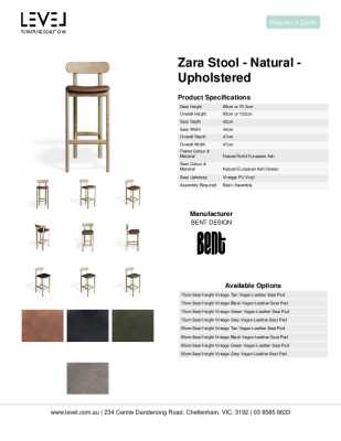 Tear Sheet: Zara Stool - Natural - Upholstered