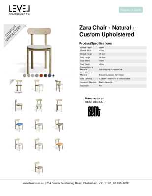Tear Sheet: Zara Chair - Natural - Custom Upholstered